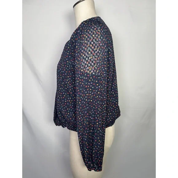 Madewell Womens Medium Top Lyric Wrap Top In Sugar Dot Balloon Sleeve Blouse - Picture 5 of 14